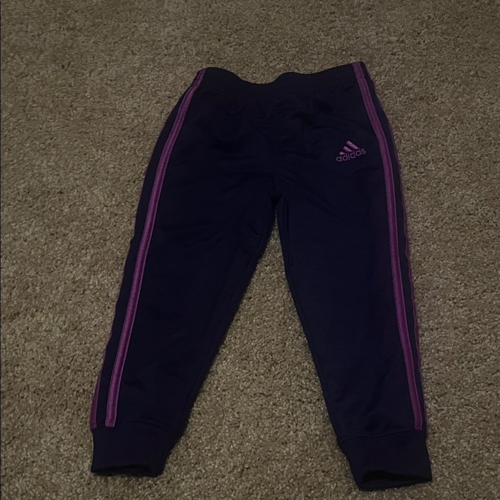 Adidas Kids' Joggers in Purple with Pink Stripes
